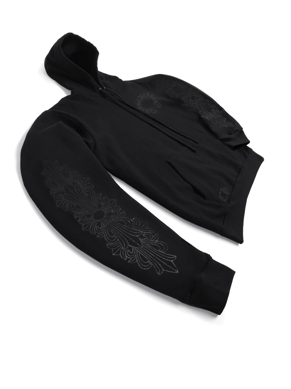 CHROME HEARTS 'BLACKED OUT' HORSESHOE LOGO HOODIE Size S